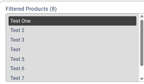 Filtered Products Filtered Products